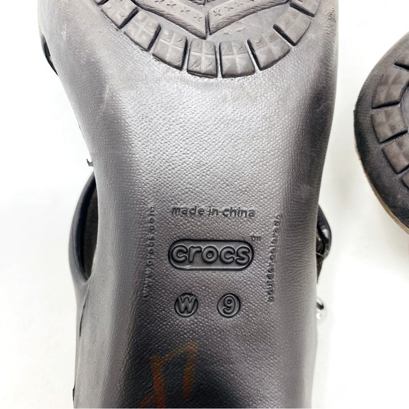 CROCS Brown Cyprus IV Comfort Heel Sandals Size 9 - Picture 7 of 8